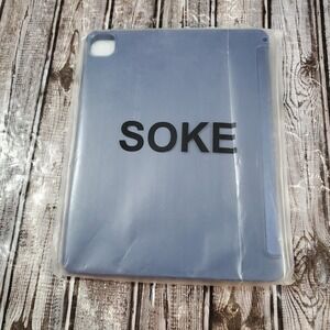 Soke Case iPad Air 13 2024/iPad Pro 12.9-Inch w/Pencil Holder Tri Fold Blue Cut